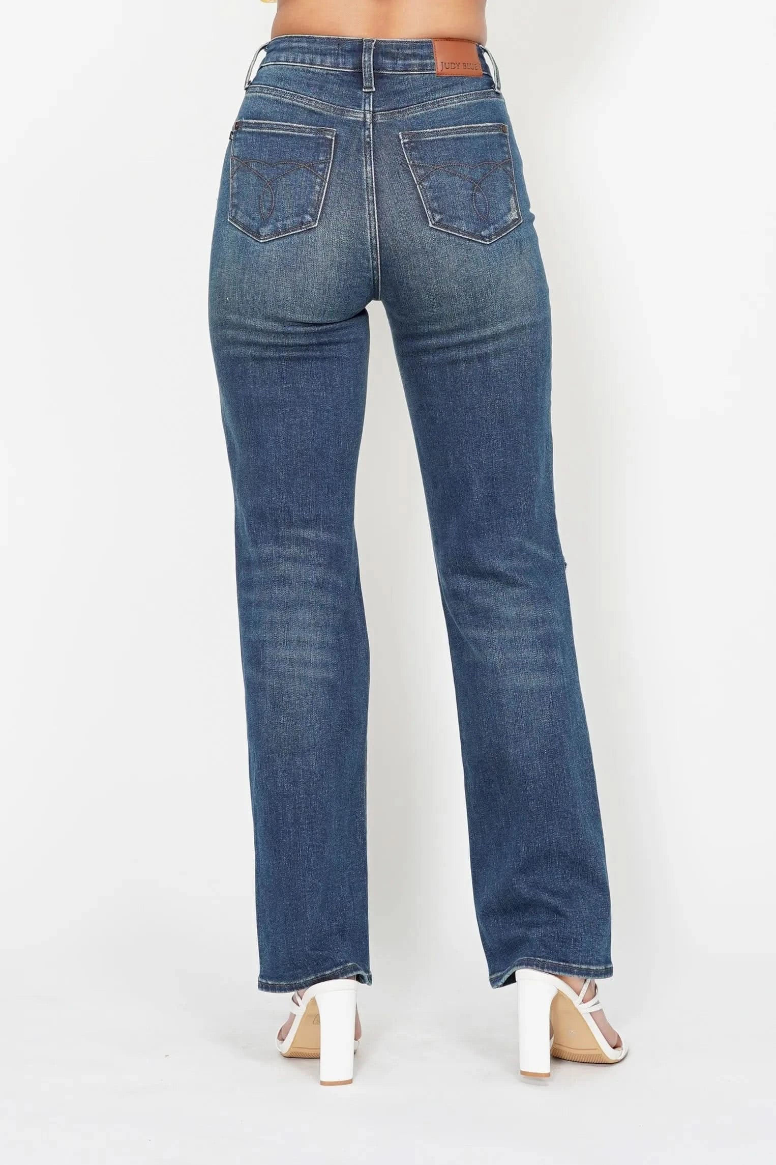 Judy Blue Full Size Hw Ripped Knee Dad Jeans