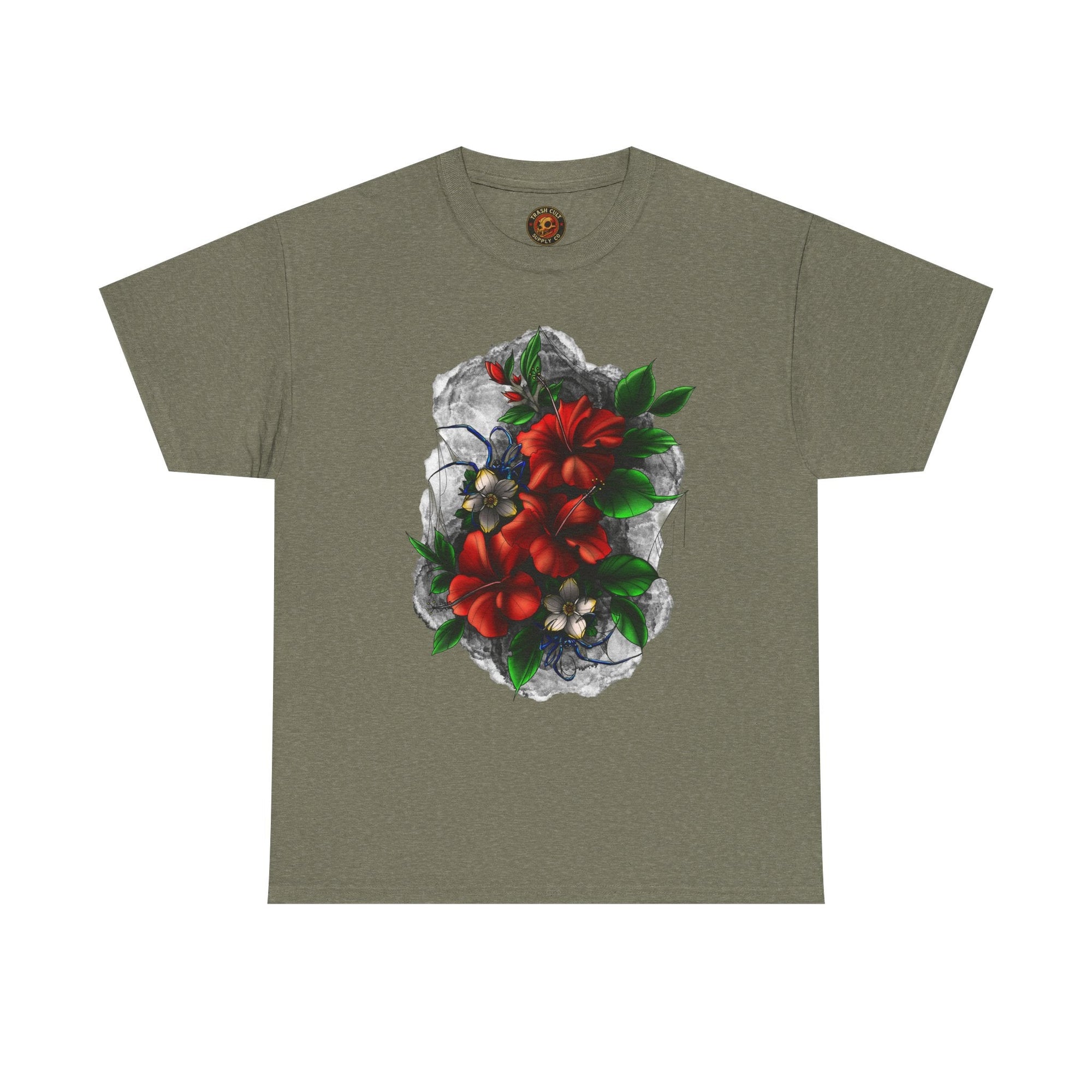 Crimson Bloom Tattoo T-Shirt – Lara Davenport x Trash Cult Supply Co. Collab (Gildan 5000)