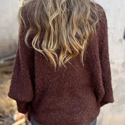 Full Size V-Neck Long Sleeve Sweater Plus Size
