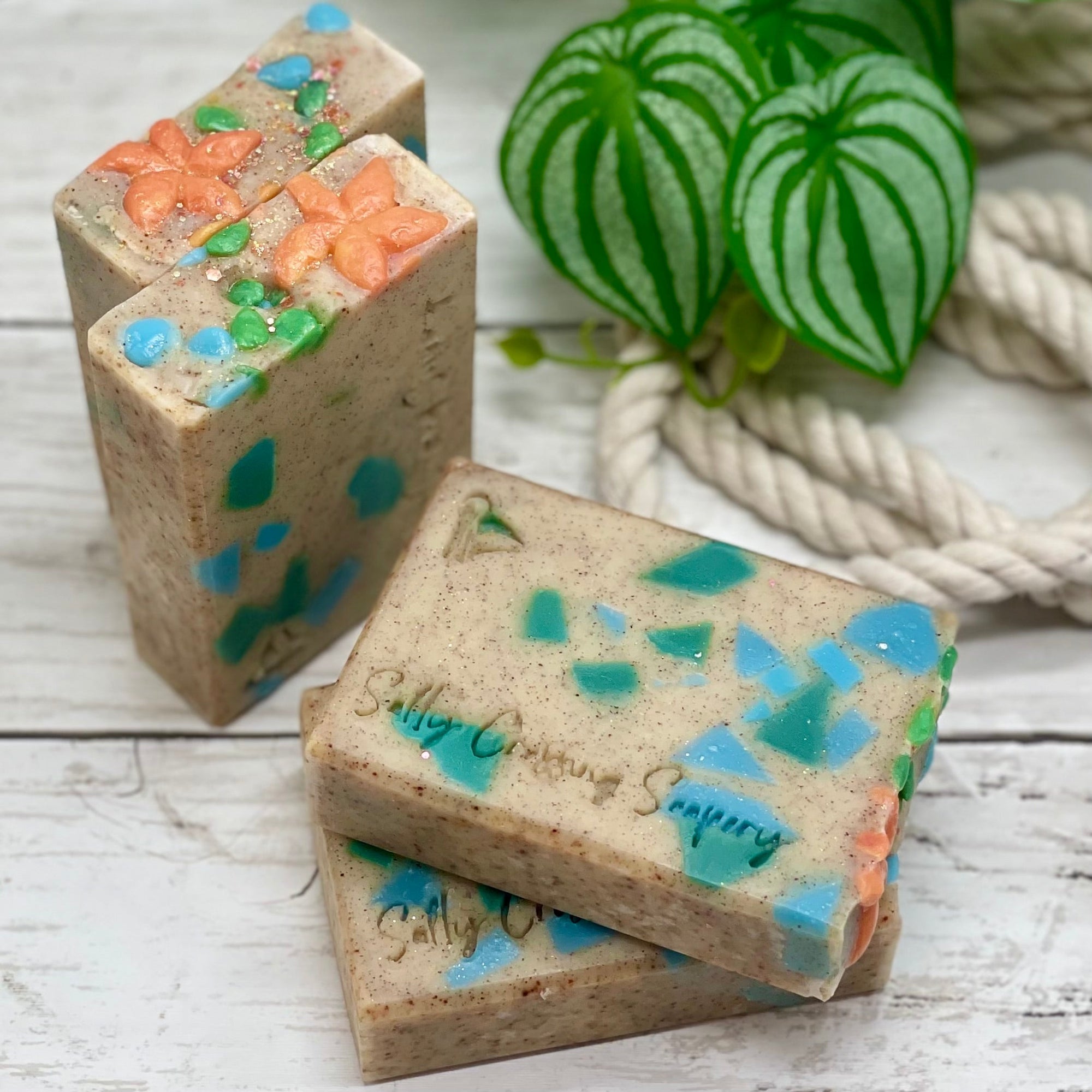 Sea Glass Beach Soap | Tallow & Goat Milk Artisan Bar | Fresh Ocean Breeze Scent | Handcrafted Starfish Design