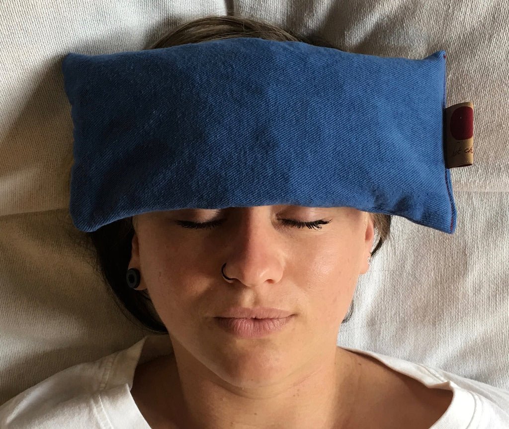 Hot Cherry Eye Pillow in Blue Denim