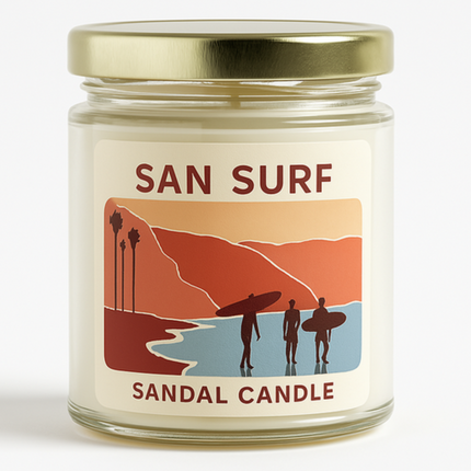 San Surf – Scented Candle, 9 oz Jar, Patchouli, Musk & Bergamot