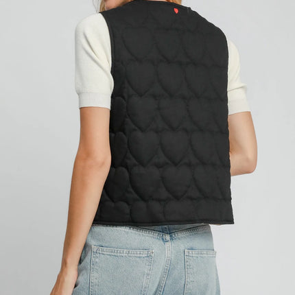 Heart Quilted Tie-Front Vest
