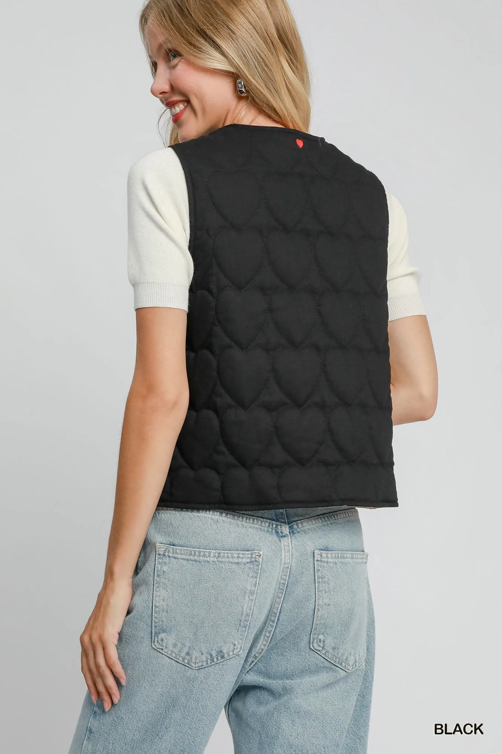 Heart Quilted Tie-Front Vest