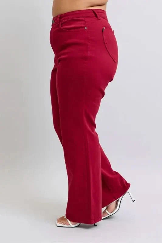 Judy Blue Full Size High Waist Heart Shaped Back Pockets 90's Straight Jeans