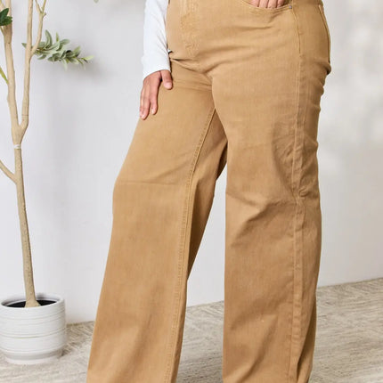 RISEN Full Size Fringe Hem Wide Leg Jeans