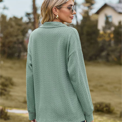 Hannah's Collared Cable-Knit Blouse