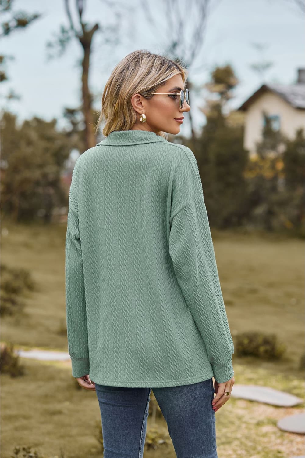 Hannah's Collared Cable-Knit Blouse