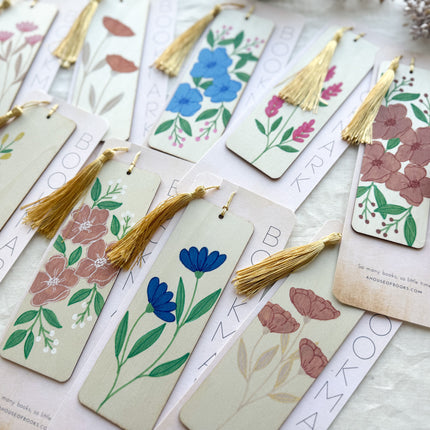 Wood Bookmarks- Floral