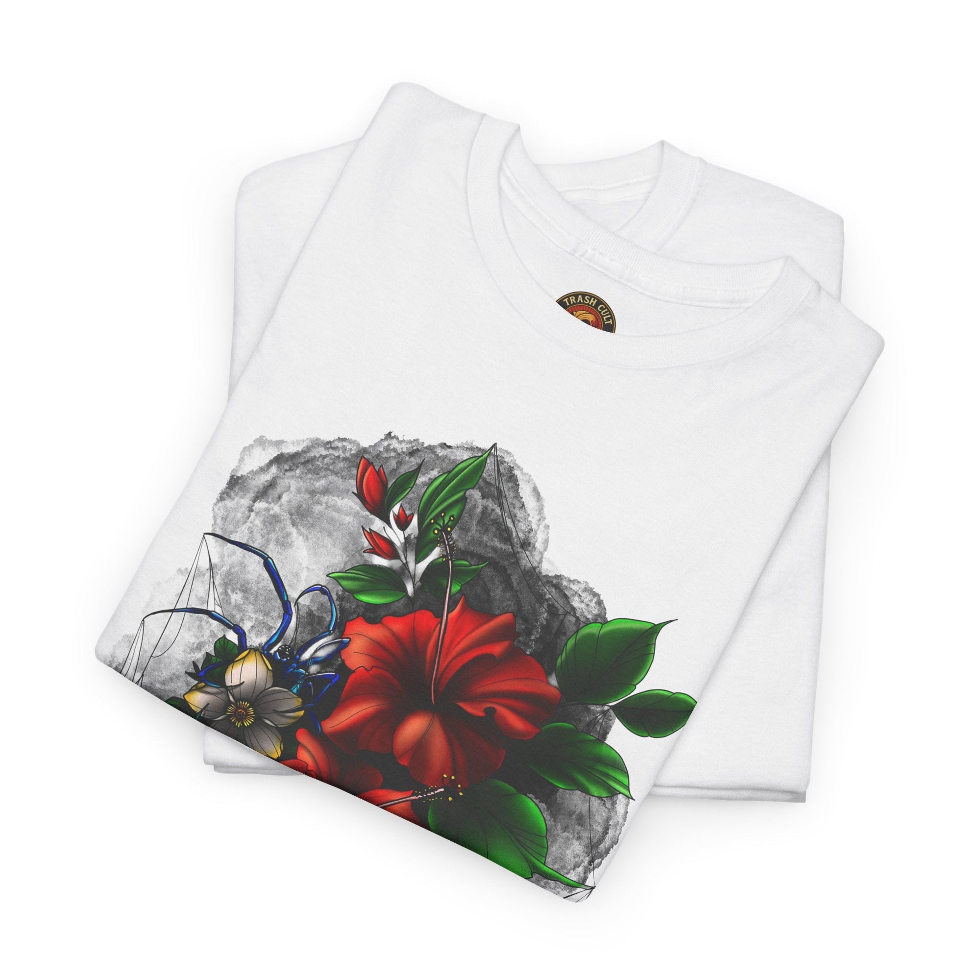 Crimson Bloom Tattoo T-Shirt – Lara Davenport x Trash Cult Supply Co. Collab (Gildan 5000)