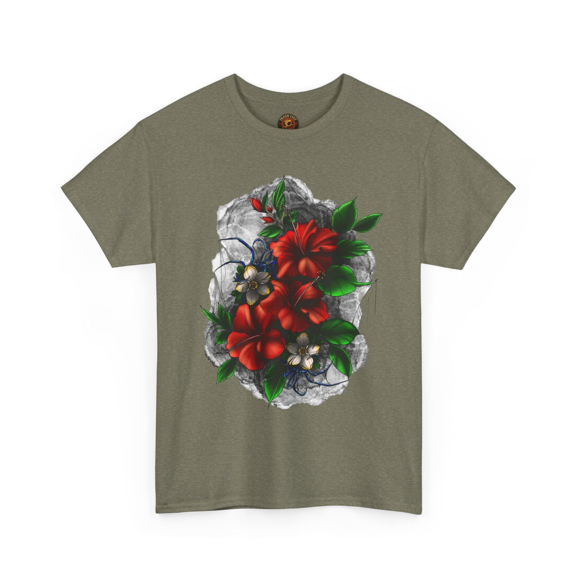 Crimson Bloom Tattoo T-Shirt – Lara Davenport x Trash Cult Supply Co. Collab (Gildan 5000)