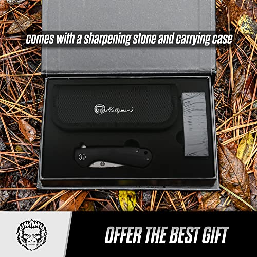 Holtzman's The Peasant Folding Pocket Knife Giftset for Men and Women (Silver and Black)
