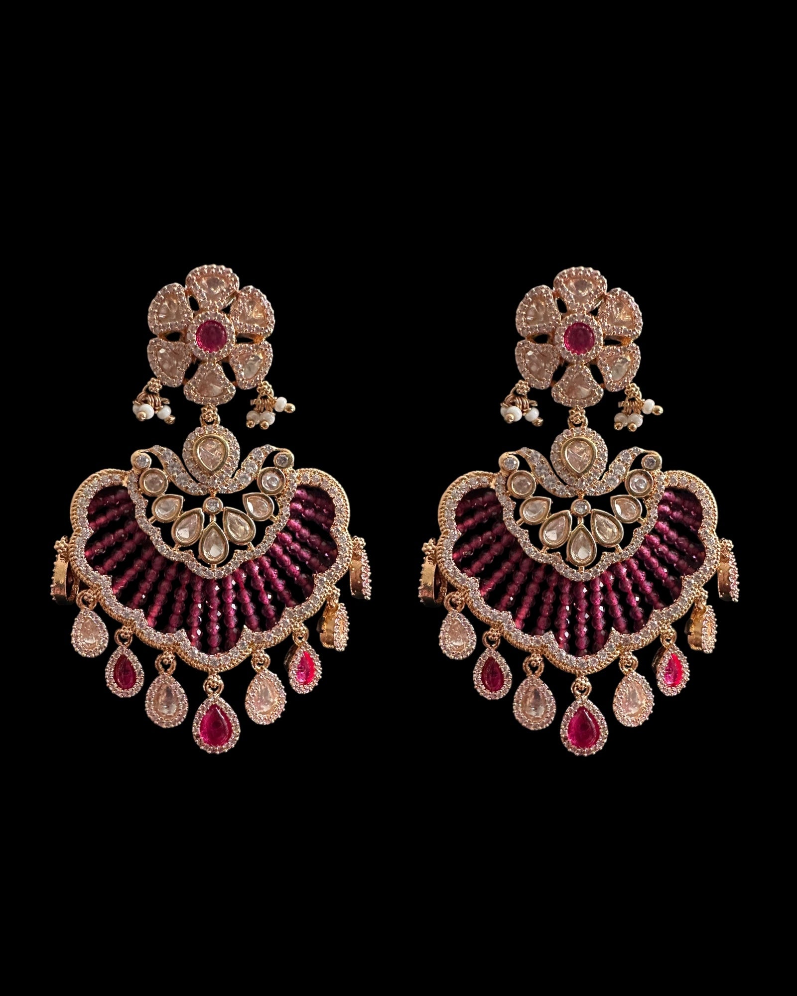 DER902 Haifa Polki earrings - Ruby( READY TO SHIP )