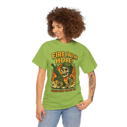 Fire in the Hole! Skeleton Soldier T-Shirt – Trash Cult Supply Co. | Gildan 5000 Combat Graphic Tee