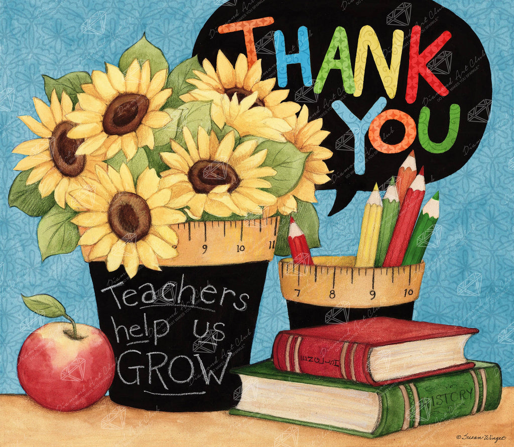 Diamond Art Club – Teachers Help Us Grow Diamond Painting (Round Drill, 25" x 22")