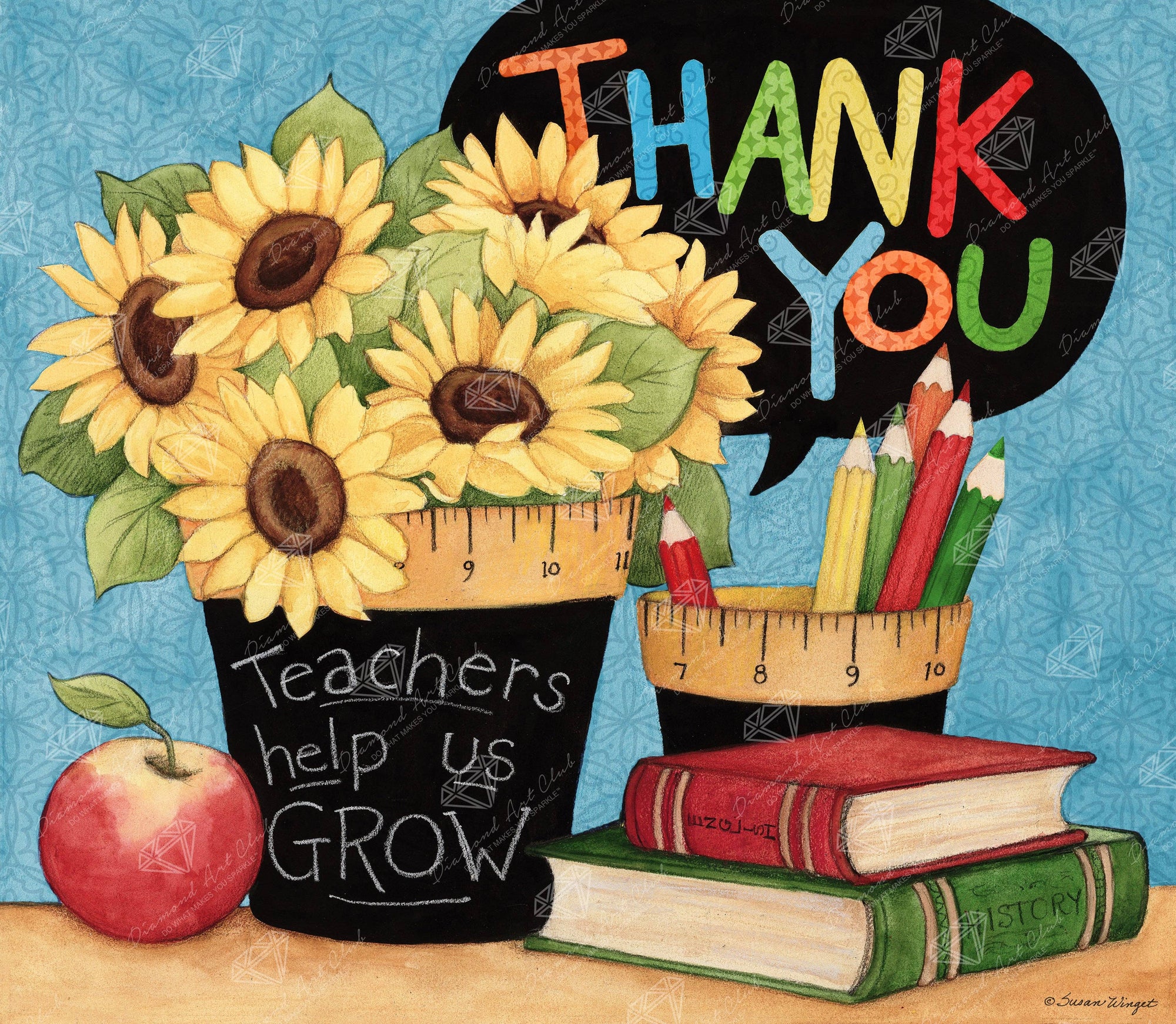 Diamond Art Club – Teachers Help Us Grow Diamond Painting (Round Drill, 25" x 22")