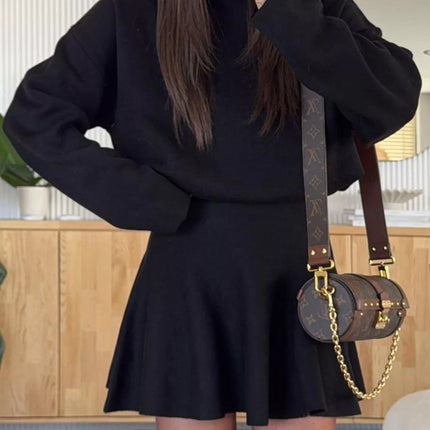 Round Neck Long Sleeve Mini Sweater Dress