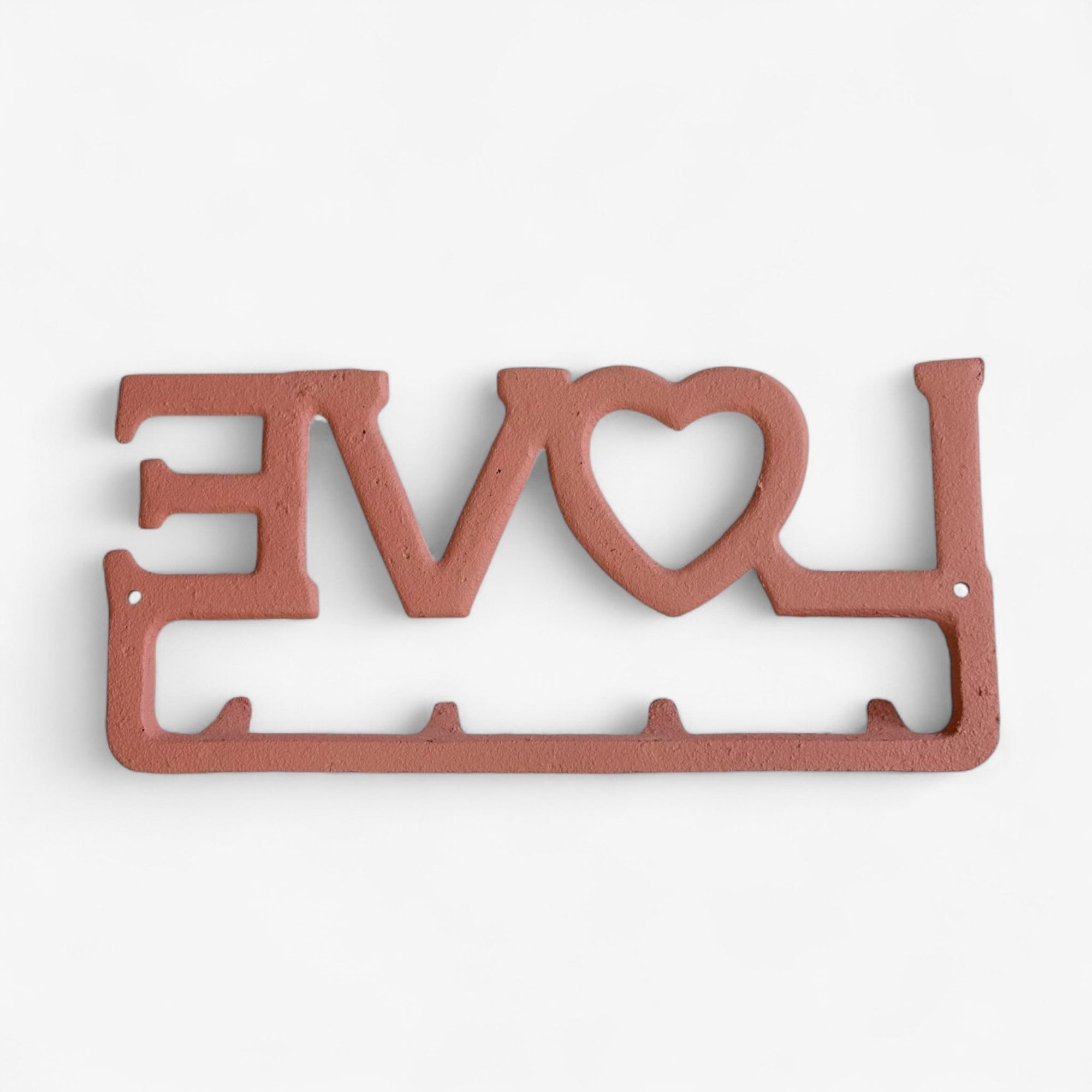 Rustic Cast Iron Love Hook Rack with Heart, Romantic Wall Organizer