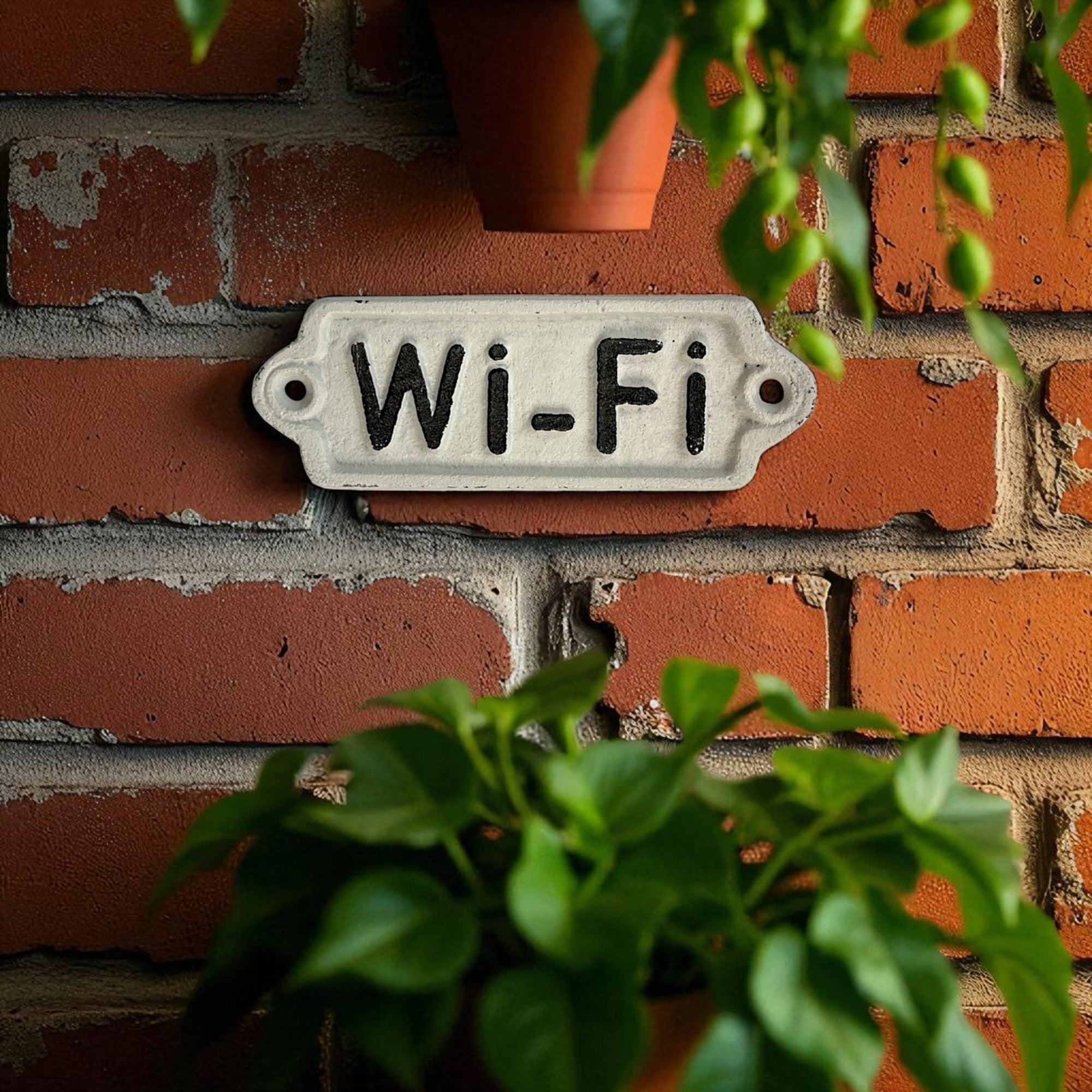Vintage Enamel Wi-Fi Sign, Rustic Home Decor Accent