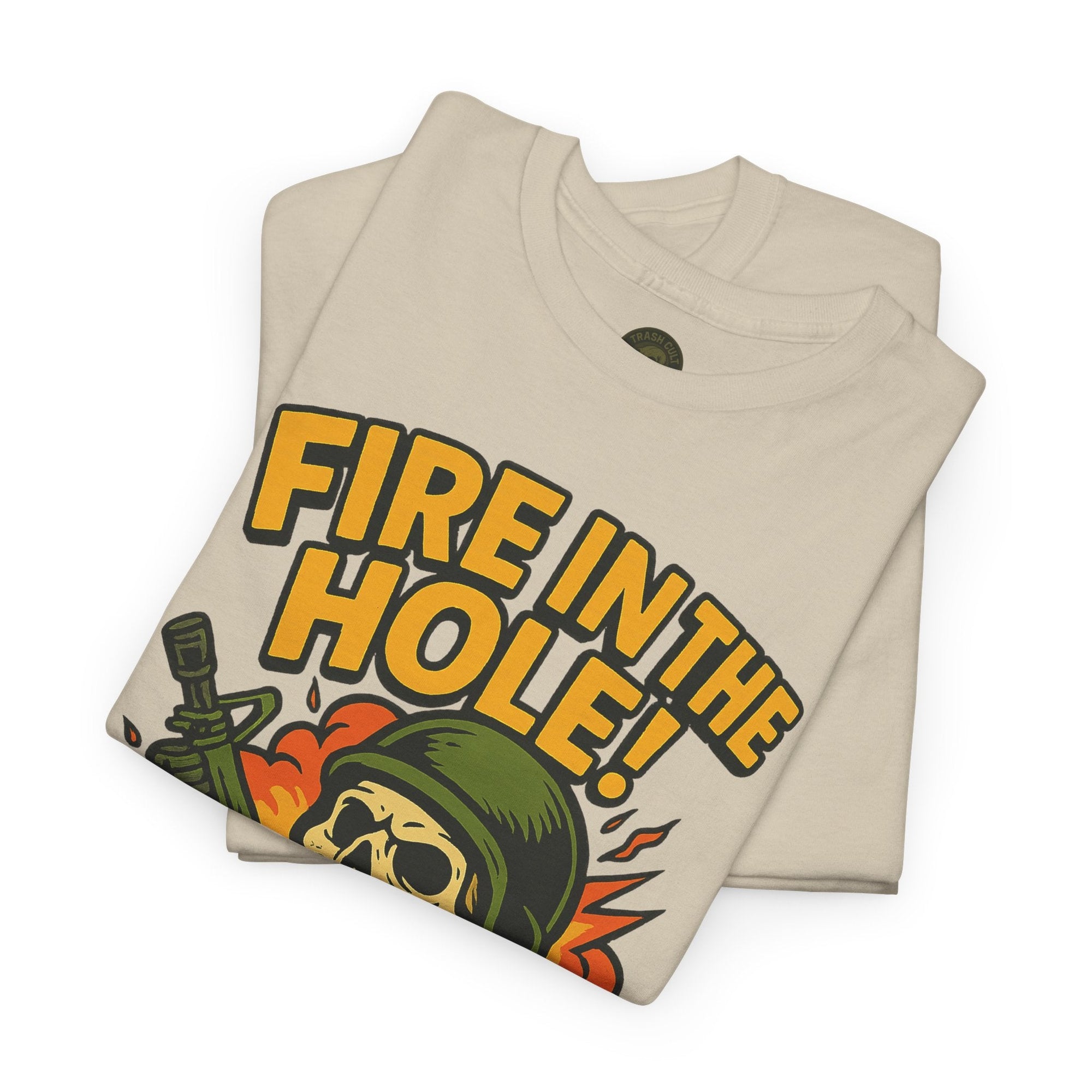 Fire in the Hole! Skeleton Soldier T-Shirt – Trash Cult Supply Co. | Gildan 5000 Combat Graphic Tee