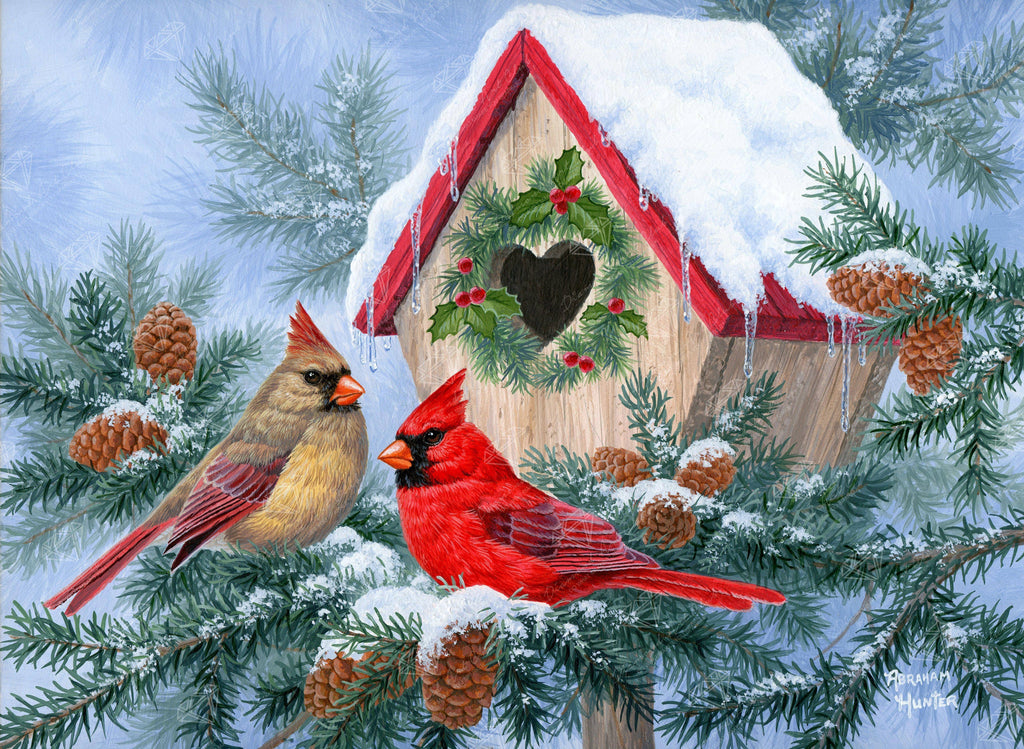 Diamond Art Club – Christmas Home Cardinal Diamond Painting (Square Drill, 30" x 22")