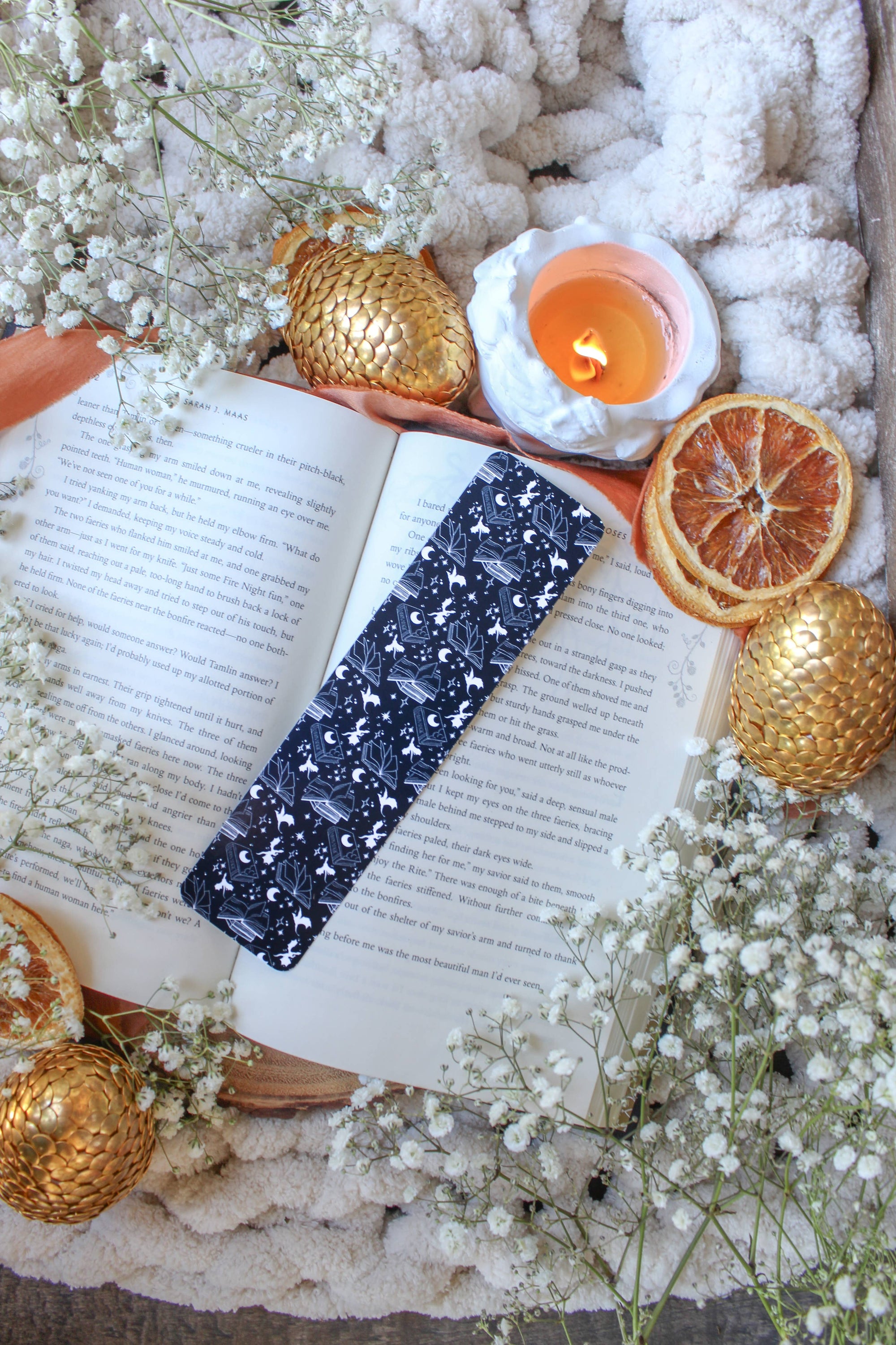 Meaggie Moos - Navy & White Book Dragon 2x8 Bookmark | Glossy