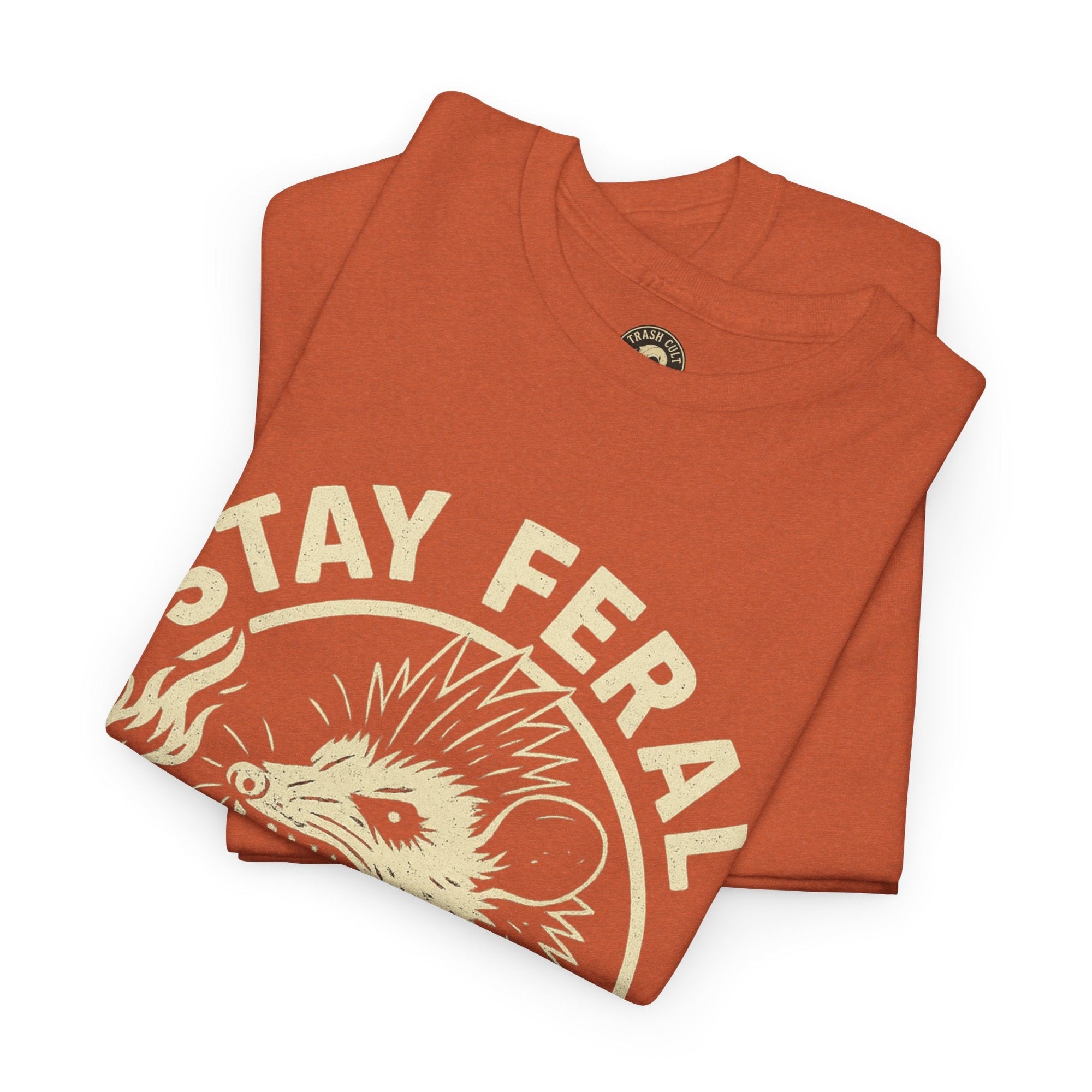 Stay Feral Die Loud Possum Punk Shirt – Trash Cult Supply Co – Gildan 5000 T-Shirt