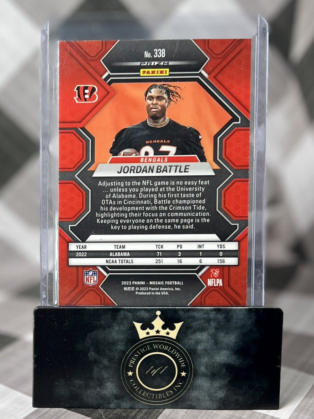 Jordan Battle 2023 Mosaic Blue Reactive Rookie #338 Cincinnati Bengals RC