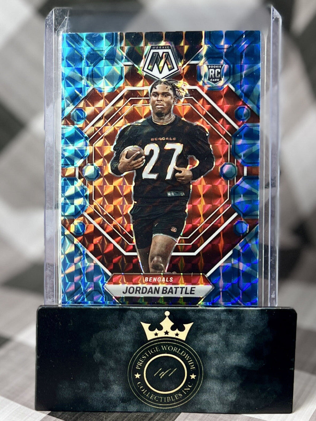 Jordan Battle 2023 Mosaic Blue Reactive Rookie #338 Cincinnati Bengals RC