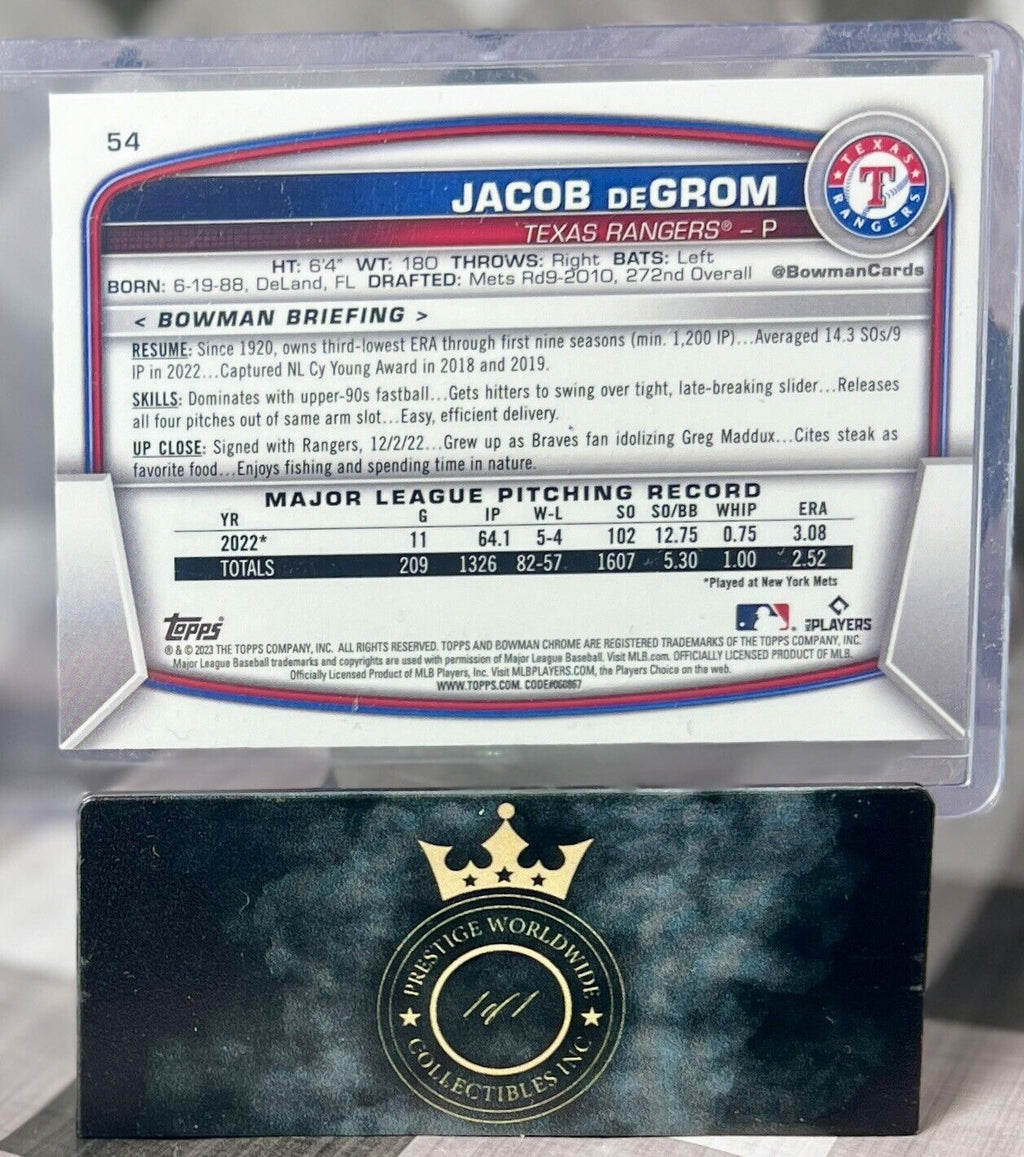 Jacob DeGrom 2023 Bowman Chrome Mega Box Mojo Refractor #54 Texas Rangers WS