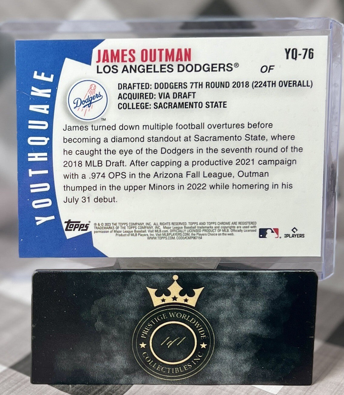 James Outman 2023 Topps Chrome Youthquake Rookie Refractor #YQ-76 Dodgers RC SP