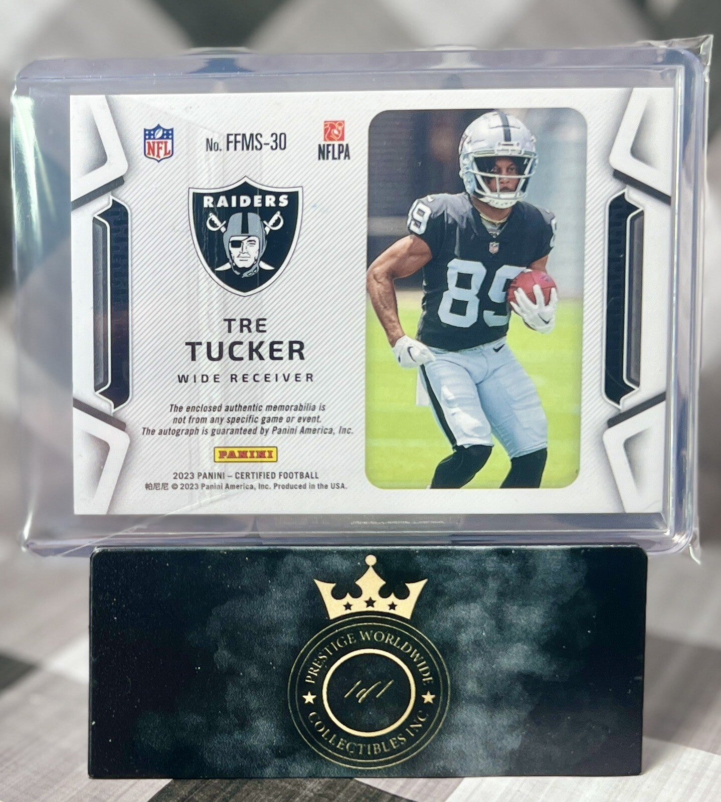 Tre Tucker 2023 Certified Freshman Fabric Pink RPA /299 #FFMS-30 Raiders RC Auto