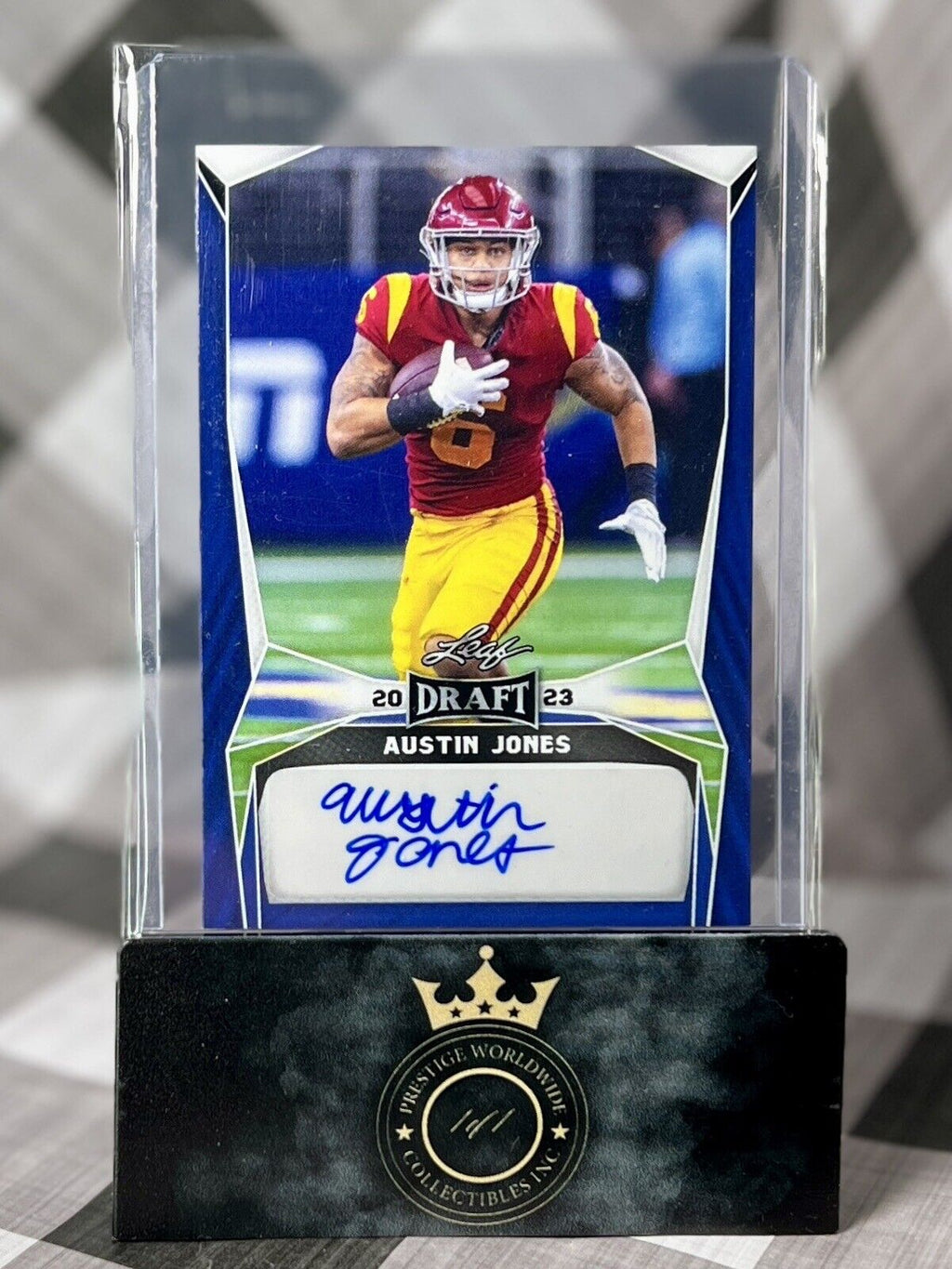 AUSTIN JONES 2022 Leaf Draft Blue RC Rookie Auto #BA-AJ2 USC/Stanford