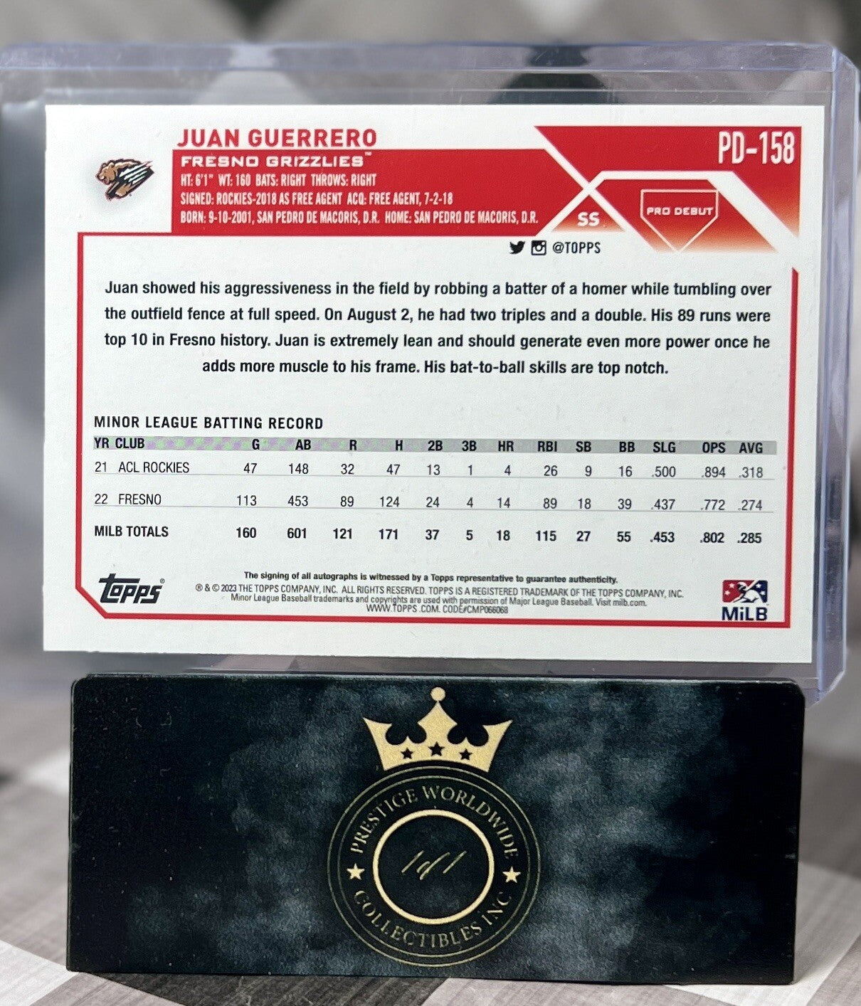 Juan Guerrero 2023 Topps Pro Debut Base Auto #PD-158 Houston Astros Top Prospect