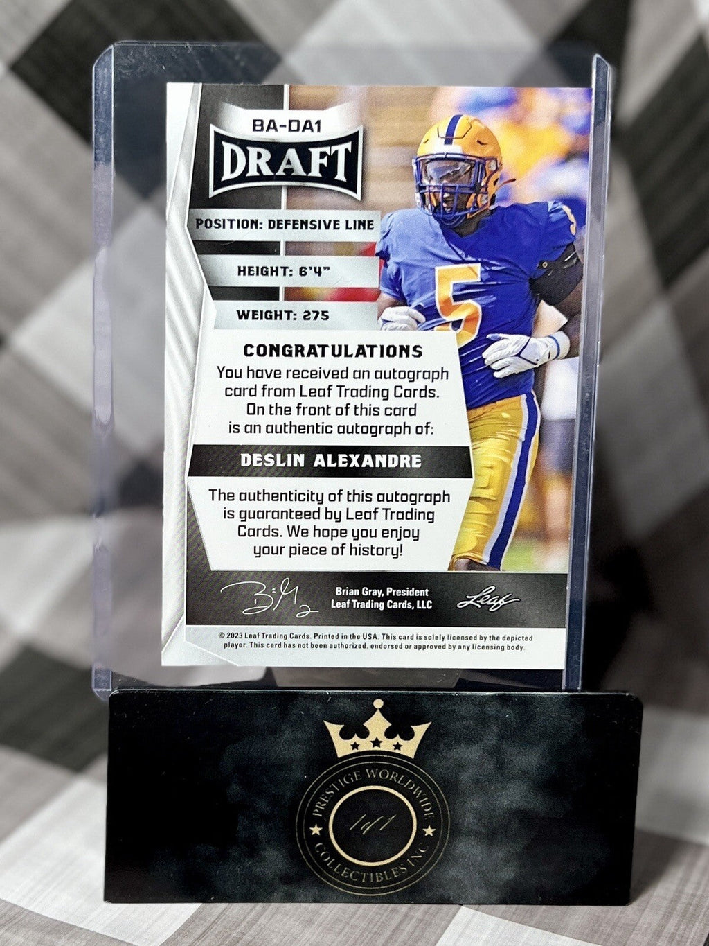 Deslin Alexandre 2023 Leaf Draft Red Rookie Auto #BA-DA1 Pitt & NY Jets RC