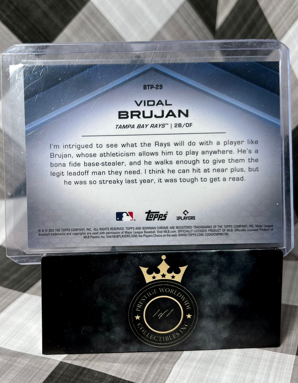 Vidal Brujan 2022 Bowman Chrome Aqua Refractor Top 100 - 29 /125 #BTP-29 TB Rays
