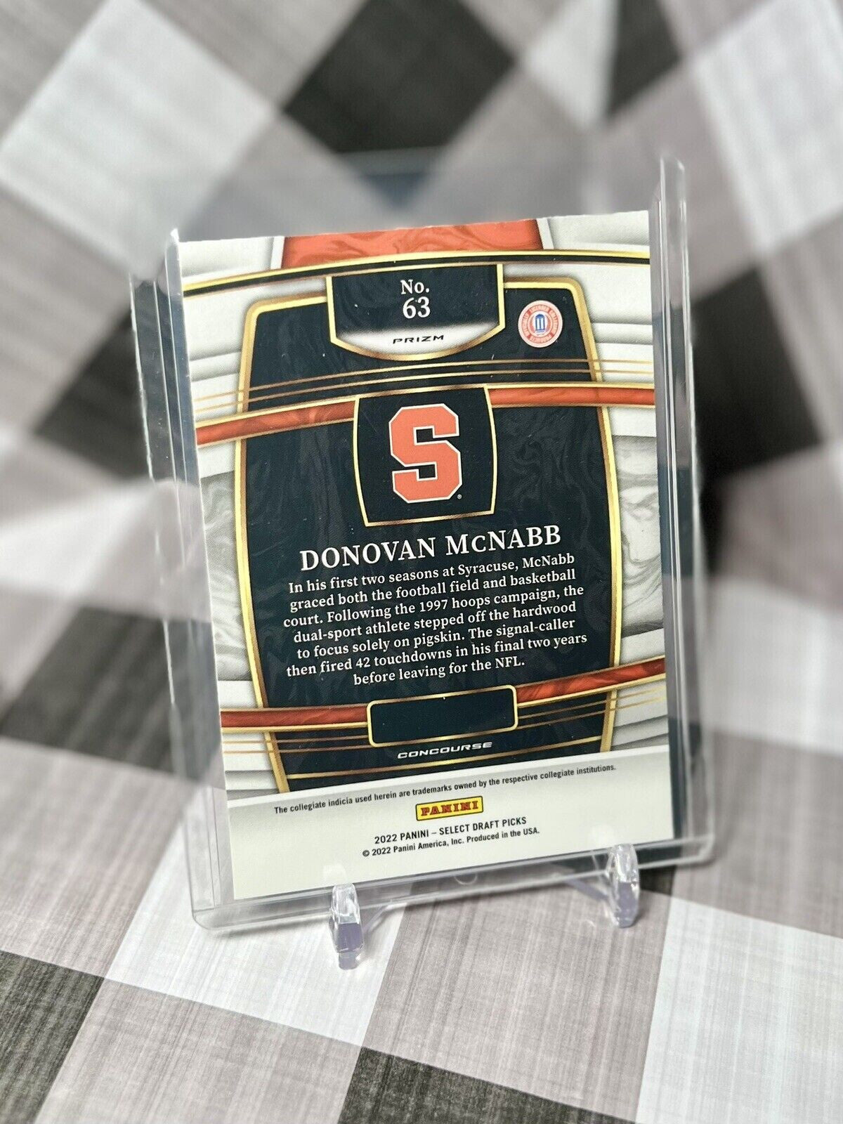 Donovan McNabb 2022 Select Draft Picks White Lazer #63 Eagles & Syracuse HOF QB