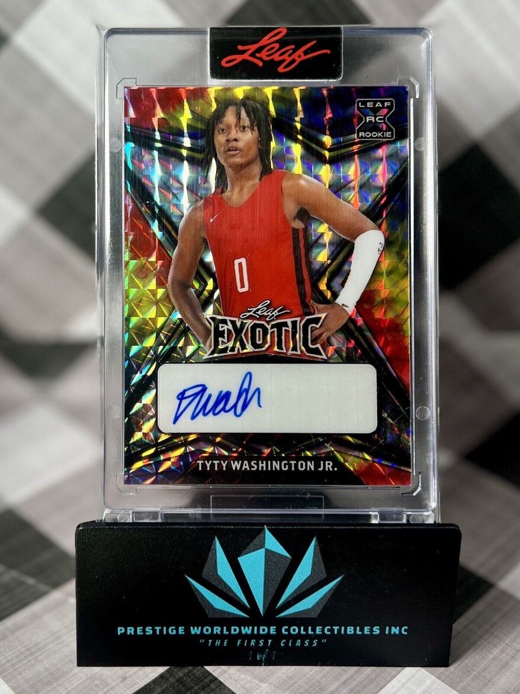 Tyty Washington Jr. 2022 Leaf Exotic Parrot Auto /5 #BA-TWJ Rockets & Bucks SSP