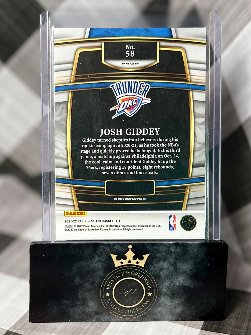 Josh Giddey 2021-22 Select Concourse Rookie Silver Holo #58
