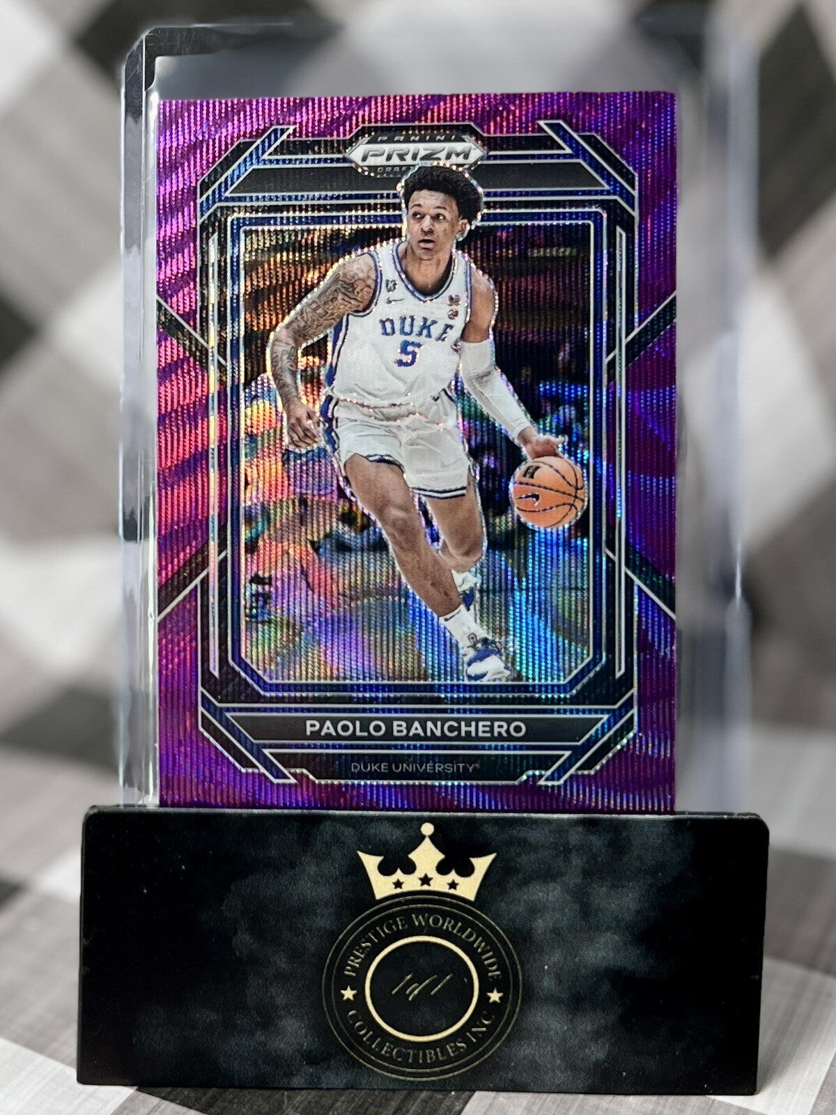 Paolo Banchero 2023 Prizm Draft Picks Purple Wave #74 Duke & Orlando Magic SP