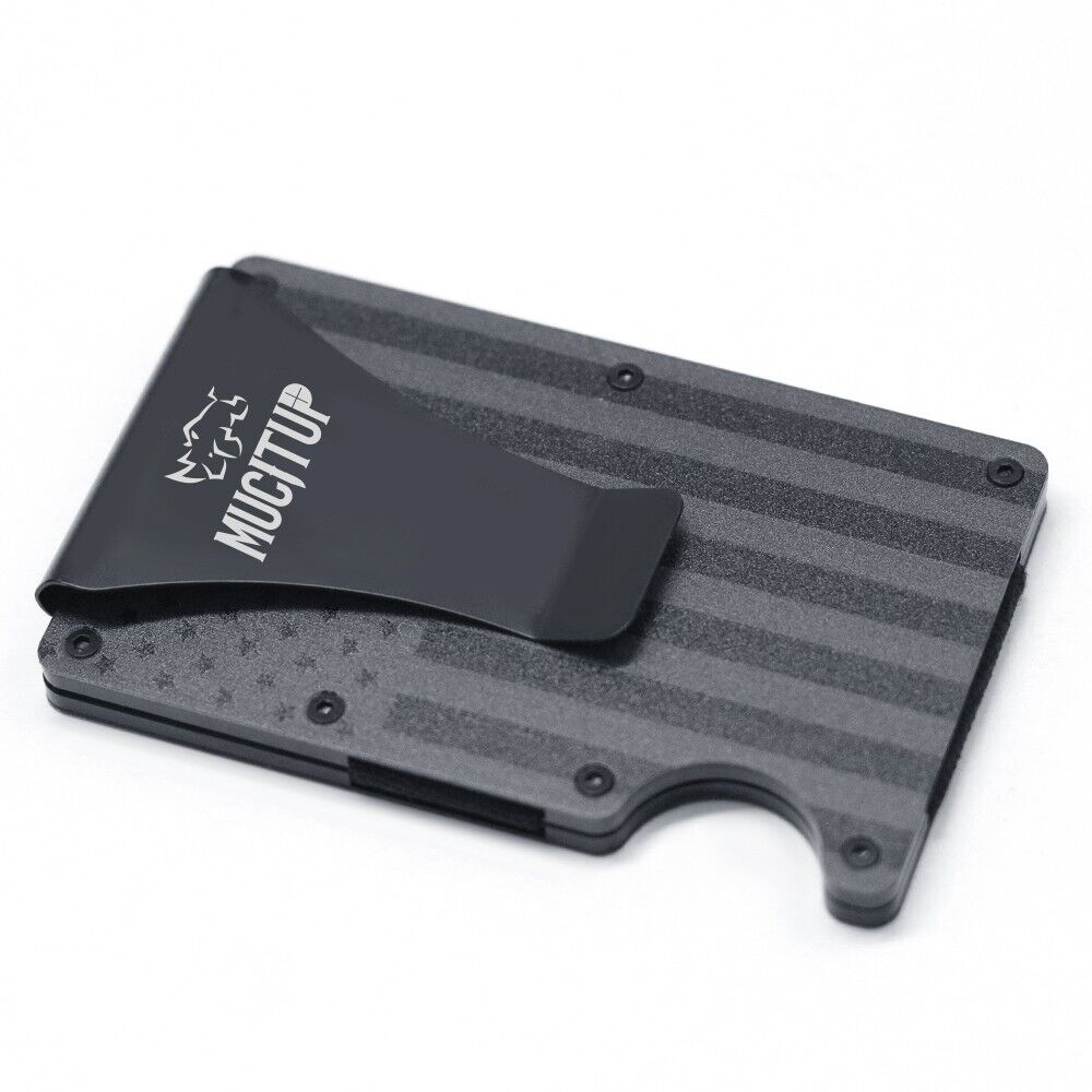 MUCITUP RFID Aluminum Wallet Slim Tactical Minimalist with Flag Design