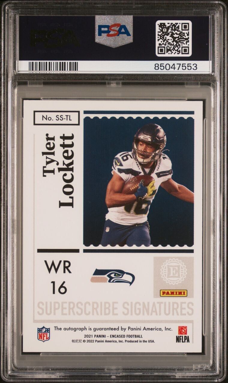 Tyler Lockett 2022 Panini Encased Superscribe /35 PSA 9 Auto 10 #SS-TL Seahawks