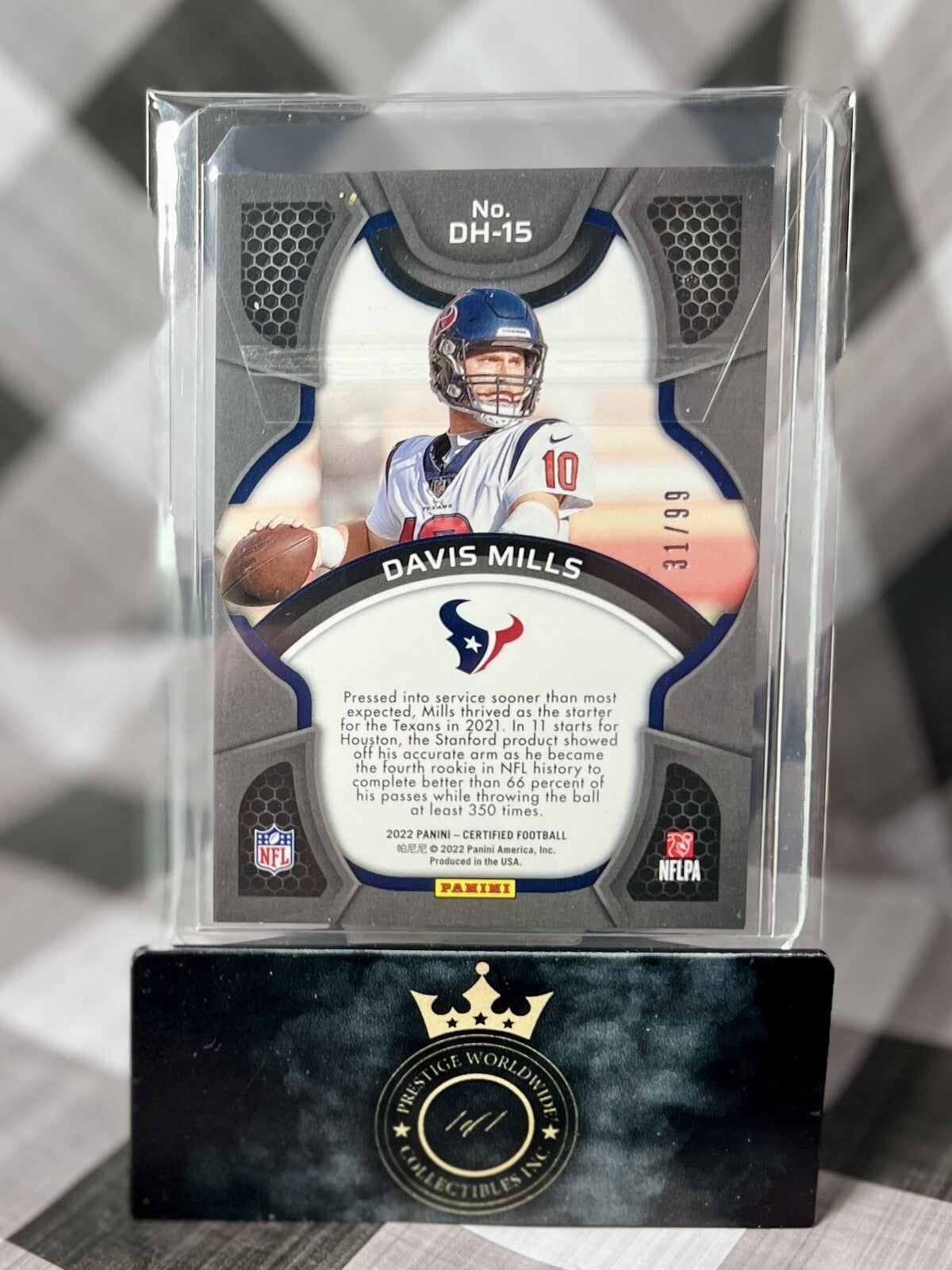 Davis Mills 2022 Panini Certified Dark Horses Mirror Red /99 #DH-15 Texans SP