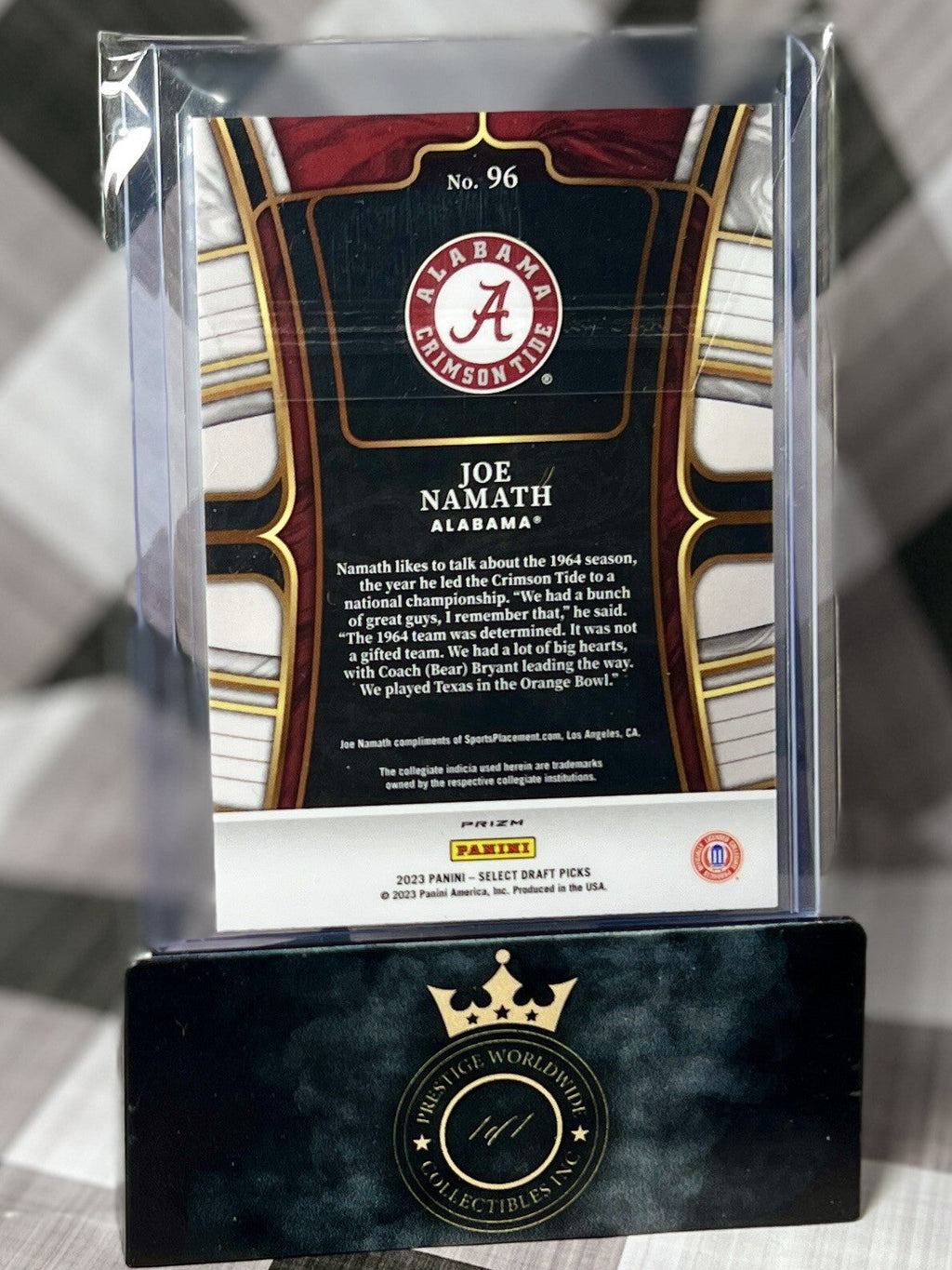 Joe Namath 2023 Select Draft Picks Field Level White Lazer Prizm #96 Alabama NYJ