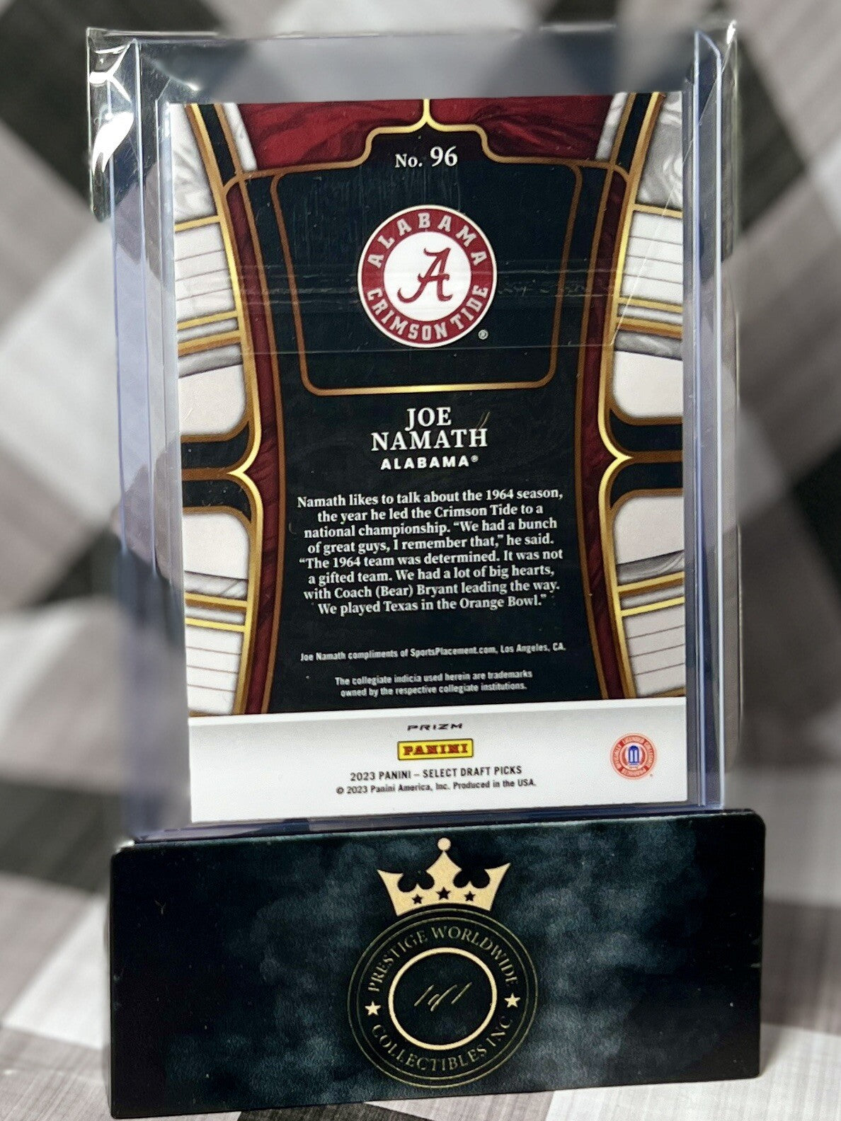Joe Namath 2023 Select Draft Picks Field Level White Lazer Prizm #96 Alabama NYJ