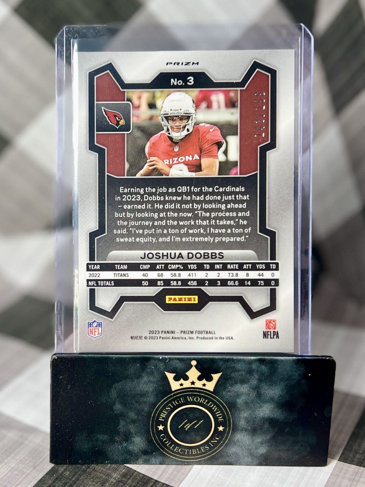 Joshua Dobbs 2023 Panini Prizm Blue Wave Prizm /199 #3 Arizona Cardinals SP MIN