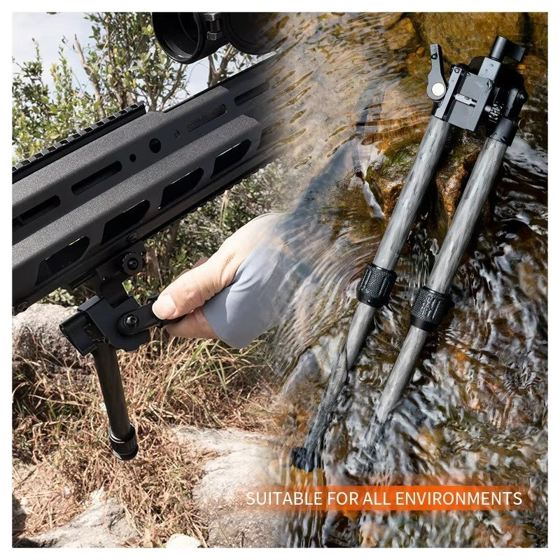 Linkogear HB-C01L Carbon Fiber Tac Bipod – QD Picatinny – Rubber & Spike Feet