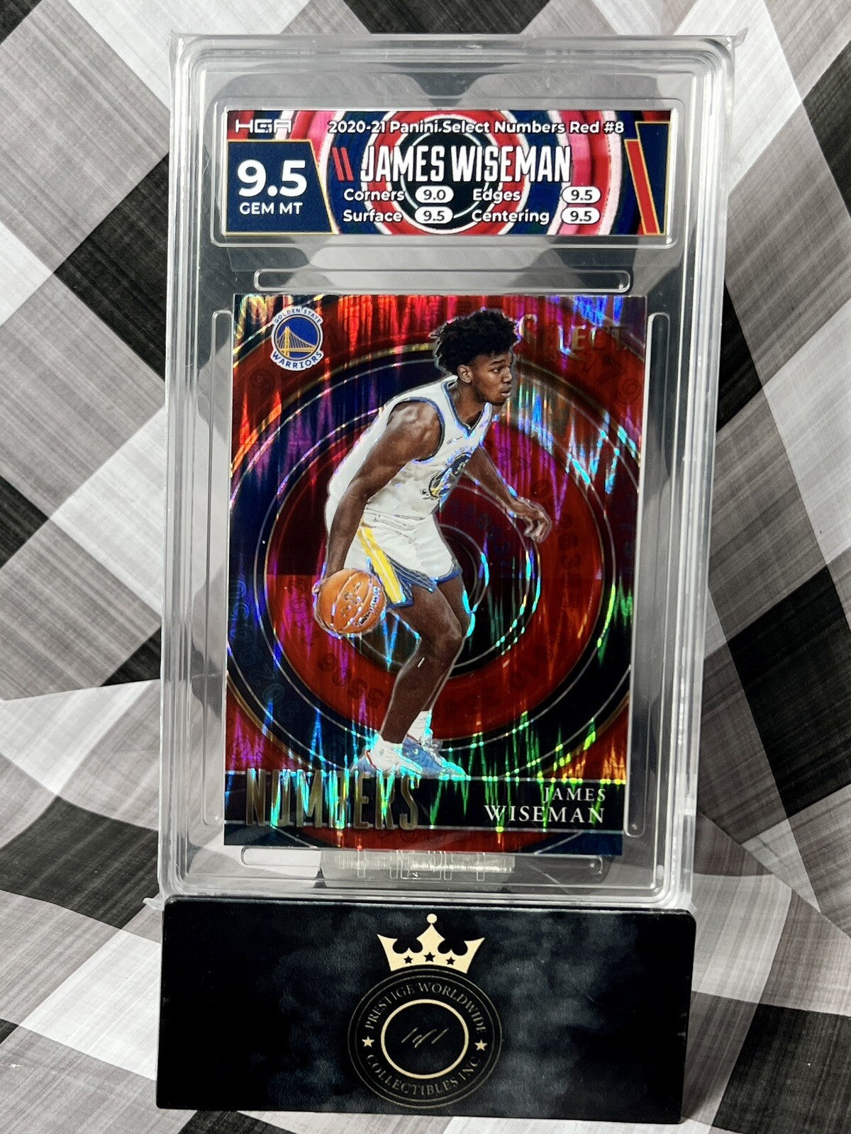 James Wiseman 2020-21 Select Rookie Red Flash Numbers #8 HGA 9.5 GS Warriors RC