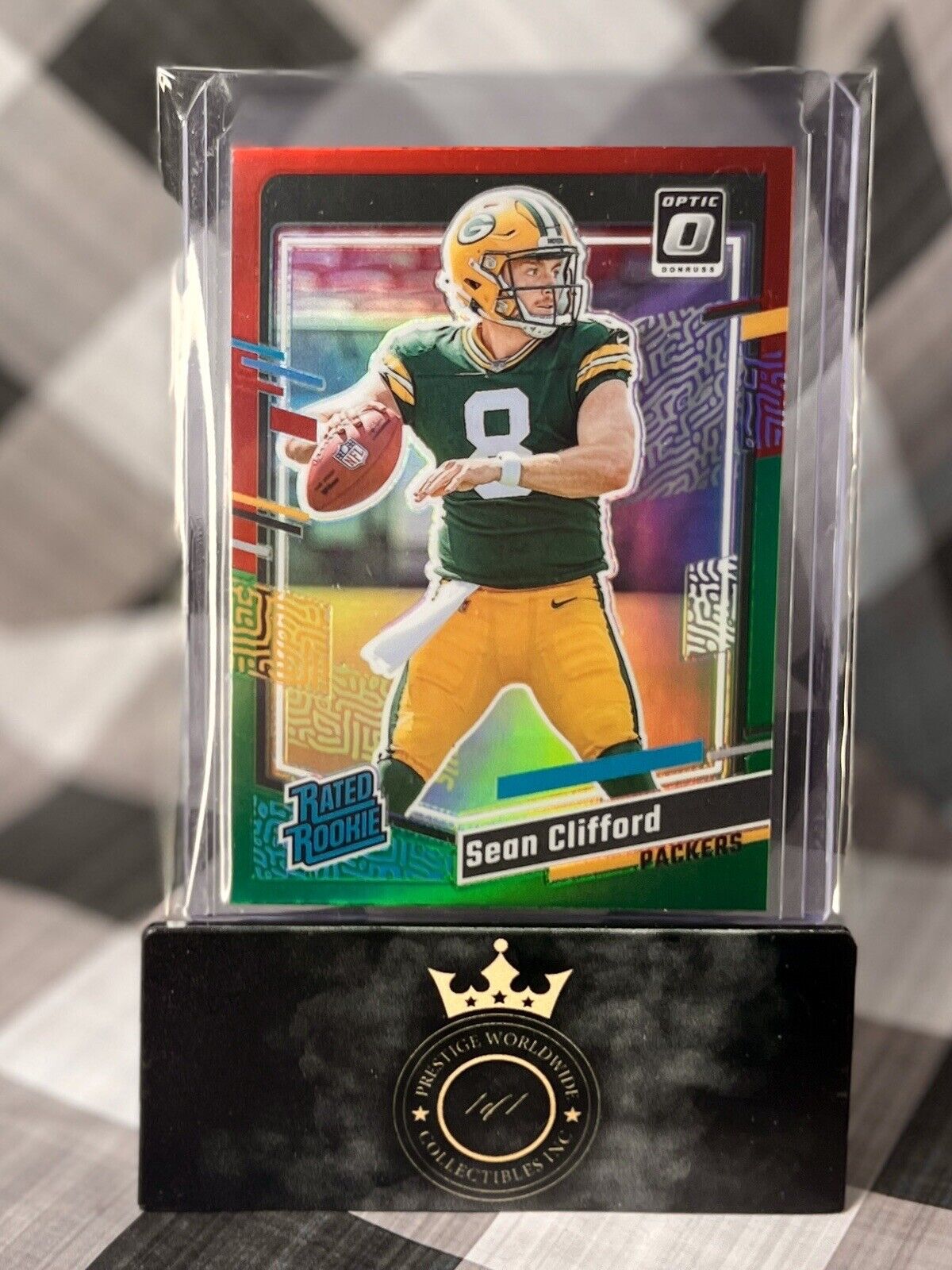 Sean Clifford 2023 Donruss Optic Green Yellow Red Rated Rookie #338 GB Packers