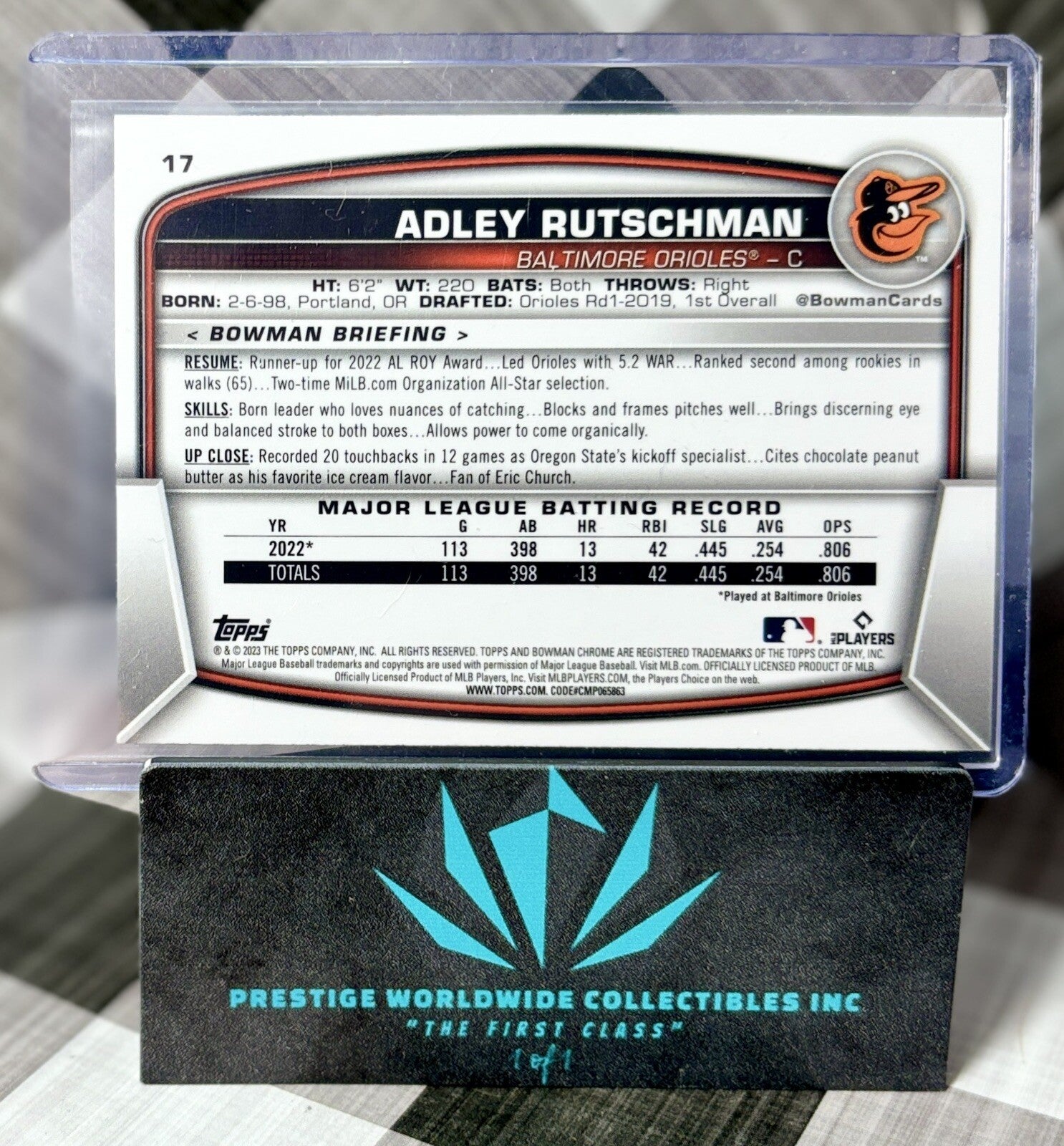 Adley Rutschman 2023 Bowman Chrome Rookie #17 Baltimore Orioles RC